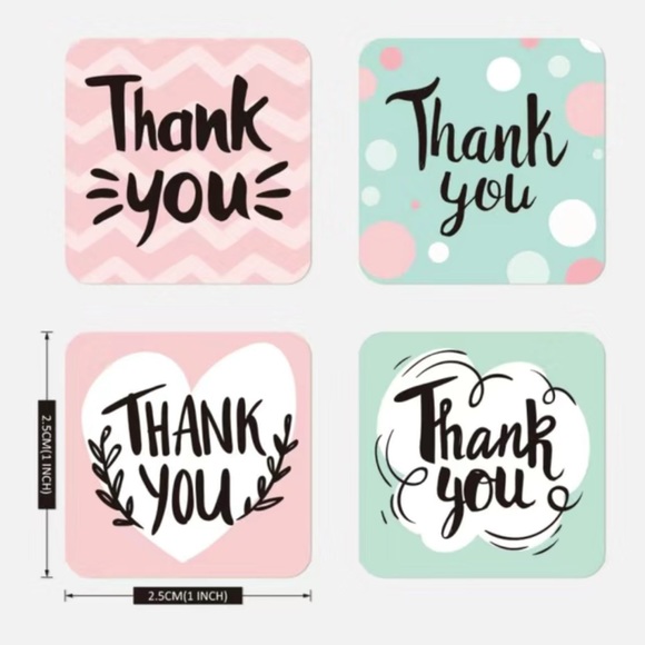 500 Stickers, Thank You, Square with Rounded Corners, Roll, PRICE IS FIRM - Picture 2 of 2